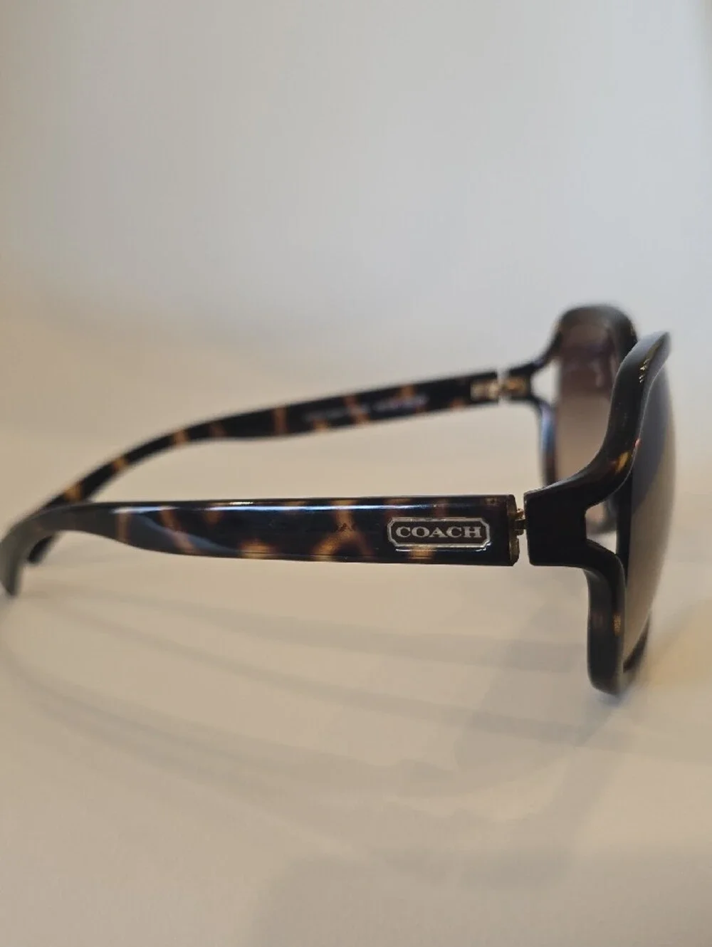Coach Oversized Women's Dark Tortoiseshell Sunglasses with Brown Gradient Lenses